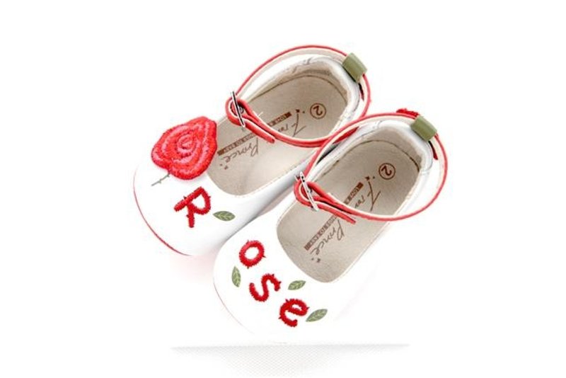 花朵拼字系列 - 玫瑰花 - 童装鞋 - 真皮 红色