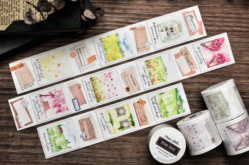 春日旅行纸胶带 - 5cm - 纸胶带 - 纸 多色