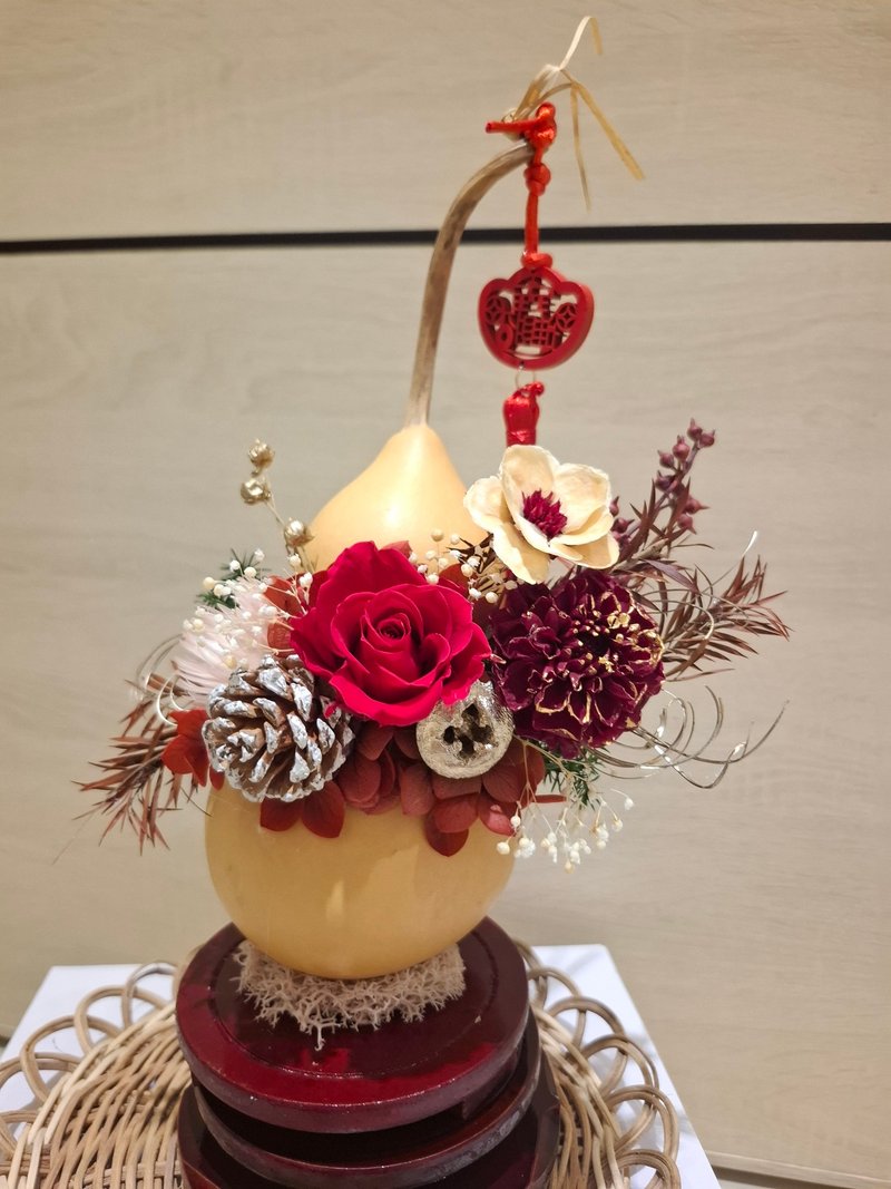 葫芦花开 好运自来 新春福碌永生花礼 新年花礼 - 干燥花/捧花 - 植物．花 红色