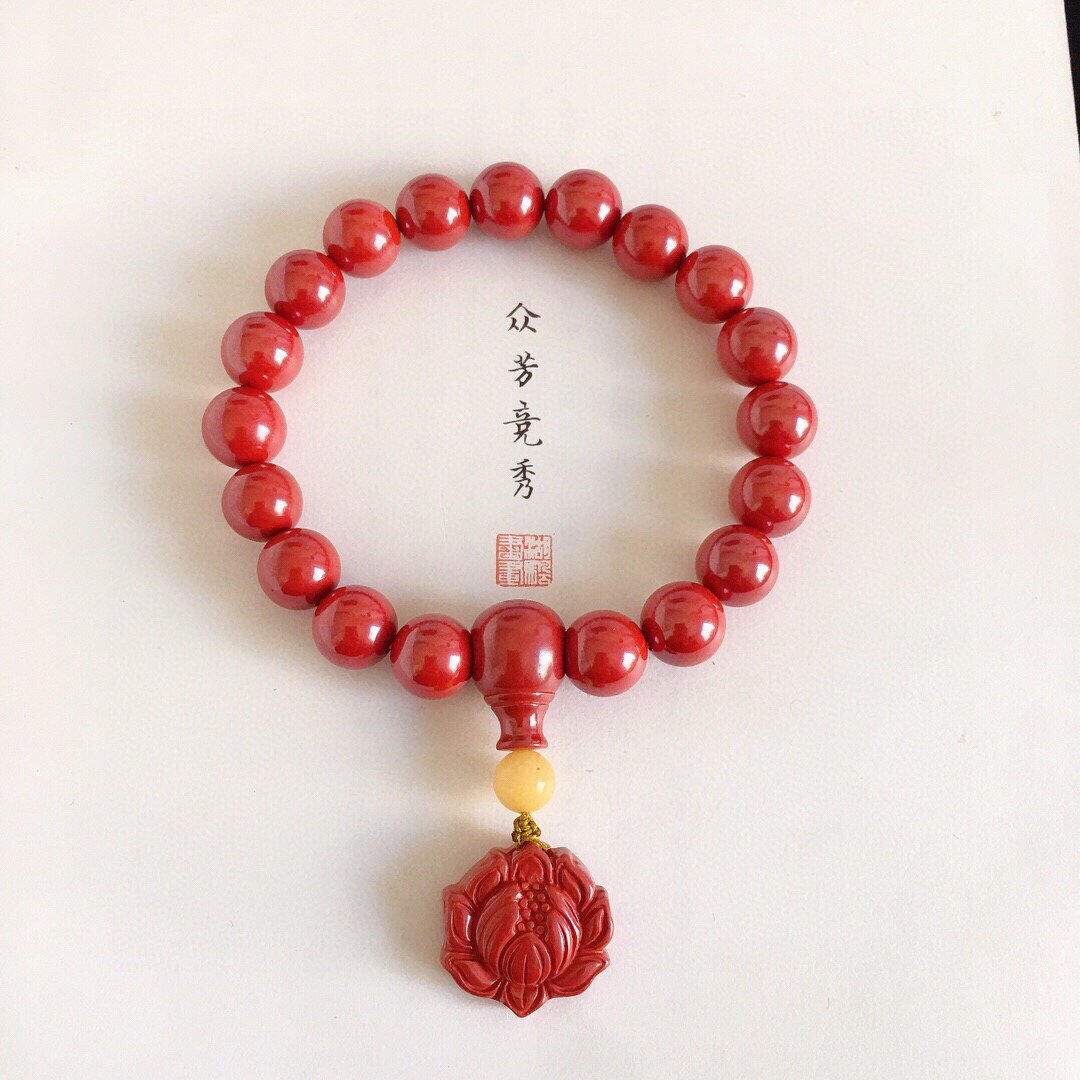 天然原矿朱砂 帝王砂手链 朱砂量95%以上 化太岁 清热解毒 防惊吓 - 手链/手环 - 宝石 