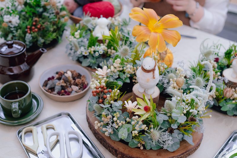 圣诞课程【森林系圣诞鲜花烛台 】特别赠送 森林小熊香氛蜡烛 - 植栽 - 植物．花 