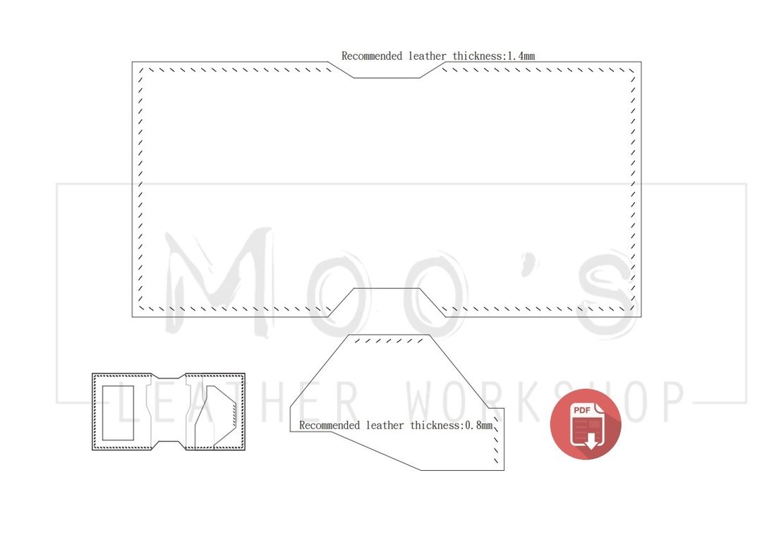 MOOS SQ MONEY CLIP  钱包纸样 PDF file - 线上课程/教学影片 - 其他材质 