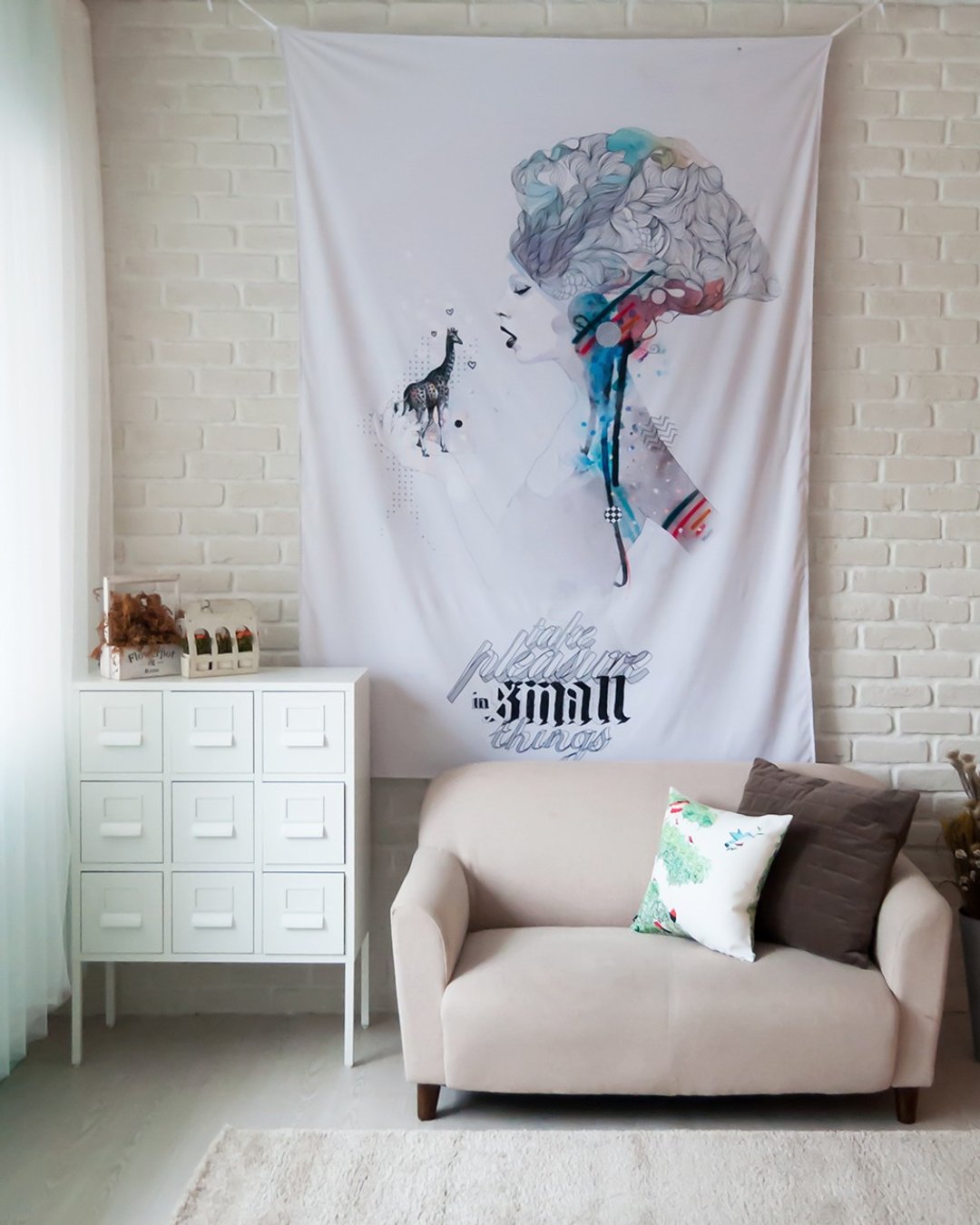 Take Pleasure in Small Things-壁幔 Wall Tapestry-装饰挂布 - 海报/装饰画/版画 - 聚酯纤维 白色