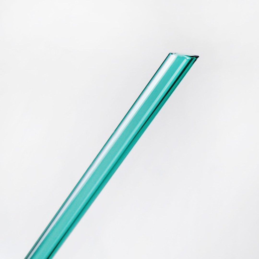 22cm【长吸管－尖头可刺穿饮料封膜】大杯手摇杯专用(口径0.8cm) 彩虹玻璃吸管重复使用环保爱地球 (附赠清洁刷棒轻松洗净)无毒环保彩色耐热玻璃 - 环保吸管 - 玻璃 绿色