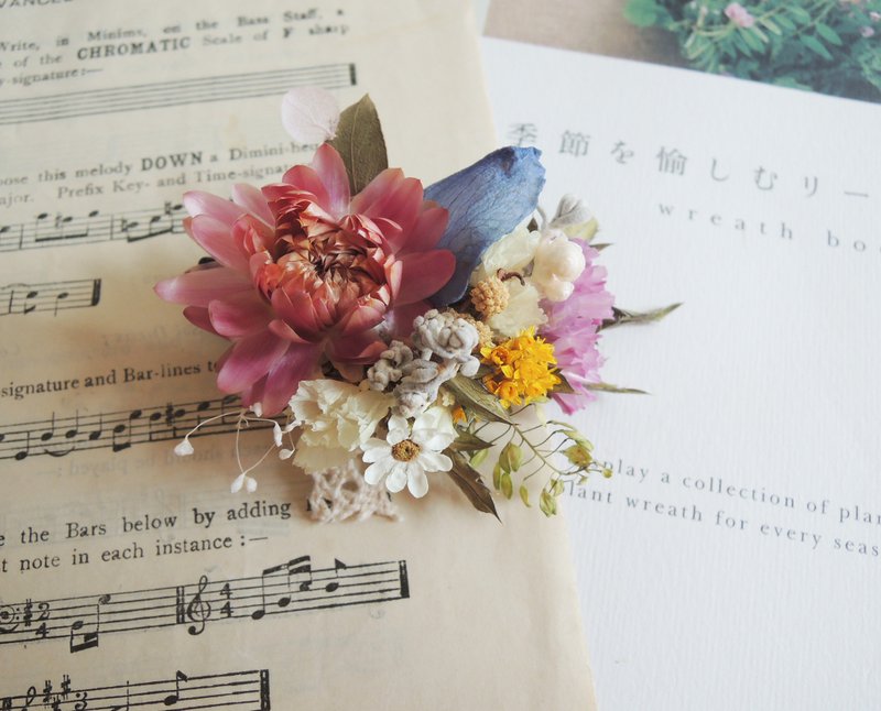 微甜·圈 经典系列 手作 粉妆夏日 粉麦杆菊 鹤顶兰 星辰 法国小白梅 缎带 干燥花 发夹 新娘发饰 发饰 现货 - 发饰 - 其他材质 粉红色