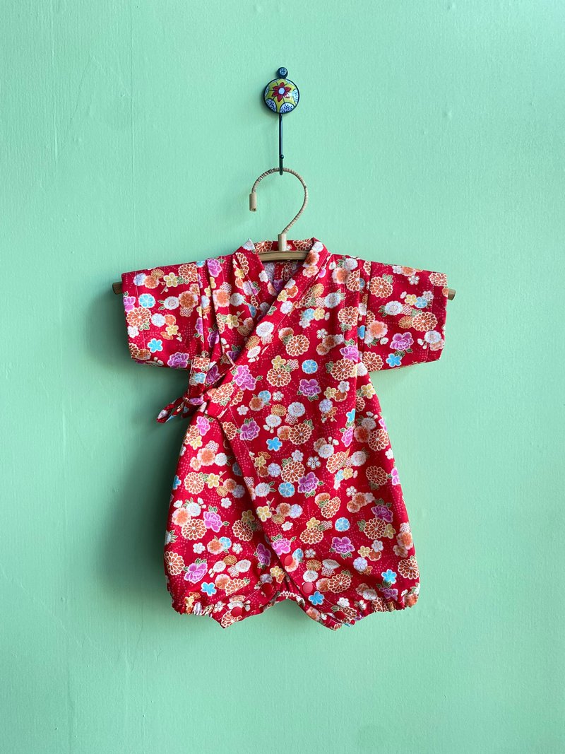 Baby jinbei Japanese baby jinbei 70cm - 满月礼盒 - 棉．麻 红色