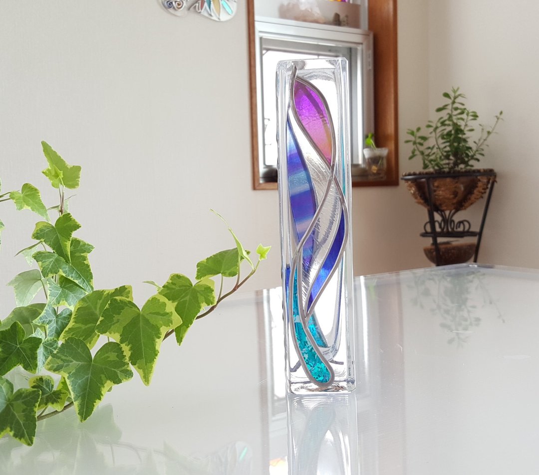 Glass Art  mini Square Vase 　Winter Flower2 - 花瓶/陶器 - 玻璃 多色