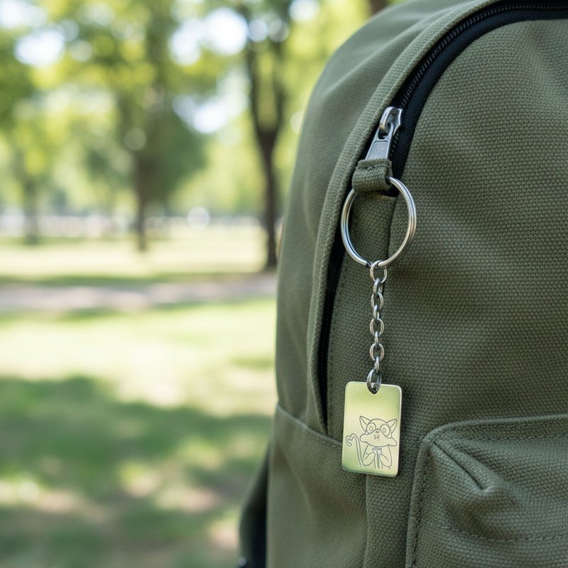 【比法一生】白钢钥匙圈—一片心意  定制化雷射刻字 - 钥匙链/钥匙包 - 不锈钢 银色