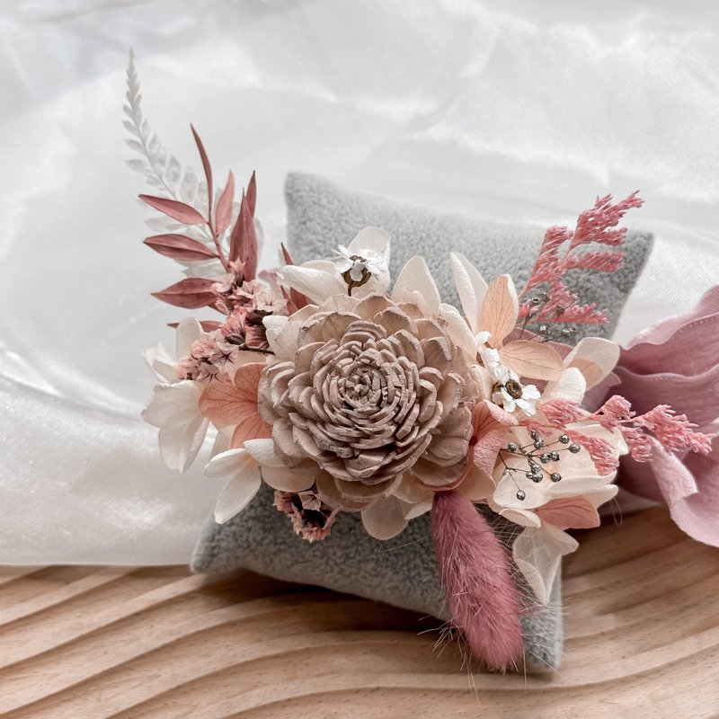 奶茶色系手腕花 快速出货 婚礼花饰 伴娘手腕花 干燥花手腕花 - 干燥花/捧花 - 其他材质 