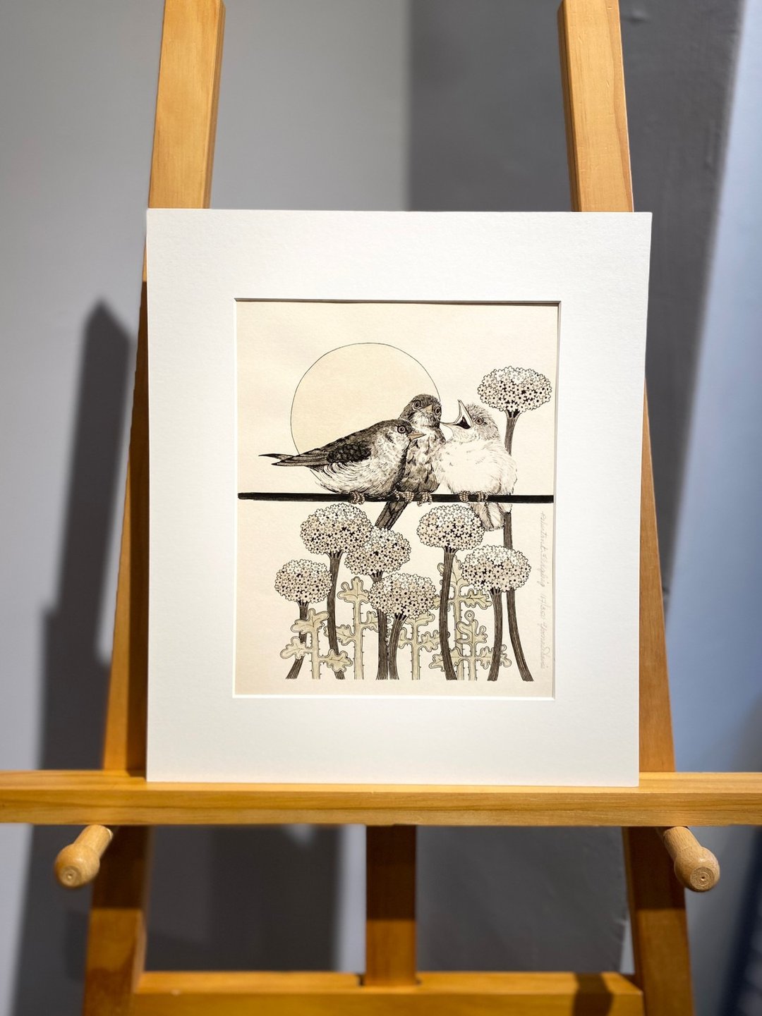 艺术家Yvonne Davis - reluctant fledgling雏鸟-Lithograph 版画 - 海报/装饰画/版画 - 纸 咖啡色