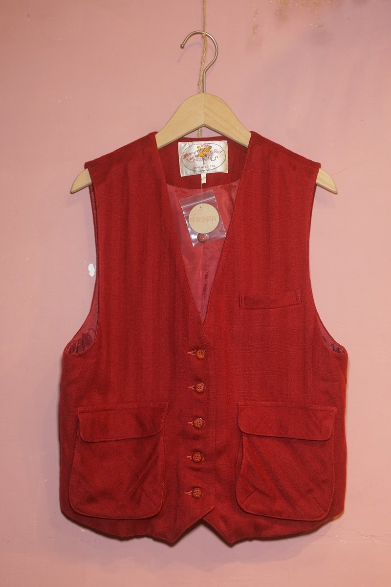 Vintage 古着 背心 古着背心 条纹红背心 | 纯情百货行 - 女装背心 - 其他材质 红色
