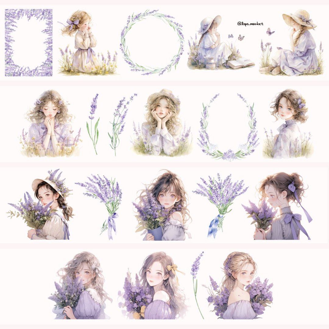 薰衣草女孩和纸胶带 - 纸胶带 - 其他材质 
