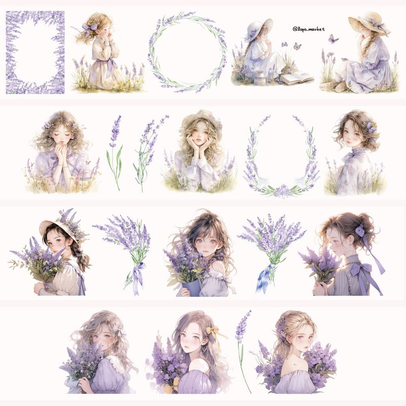 薰衣草女孩和纸胶带 - 纸胶带 - 其他材质 