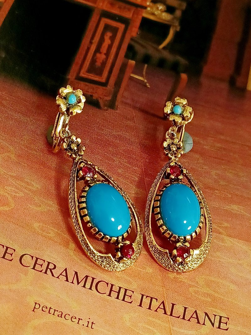 vintage jewelry Celebrity 典雅艳后风格吊坠 夹式耳环 - 耳环/耳夹 - 其他金属 