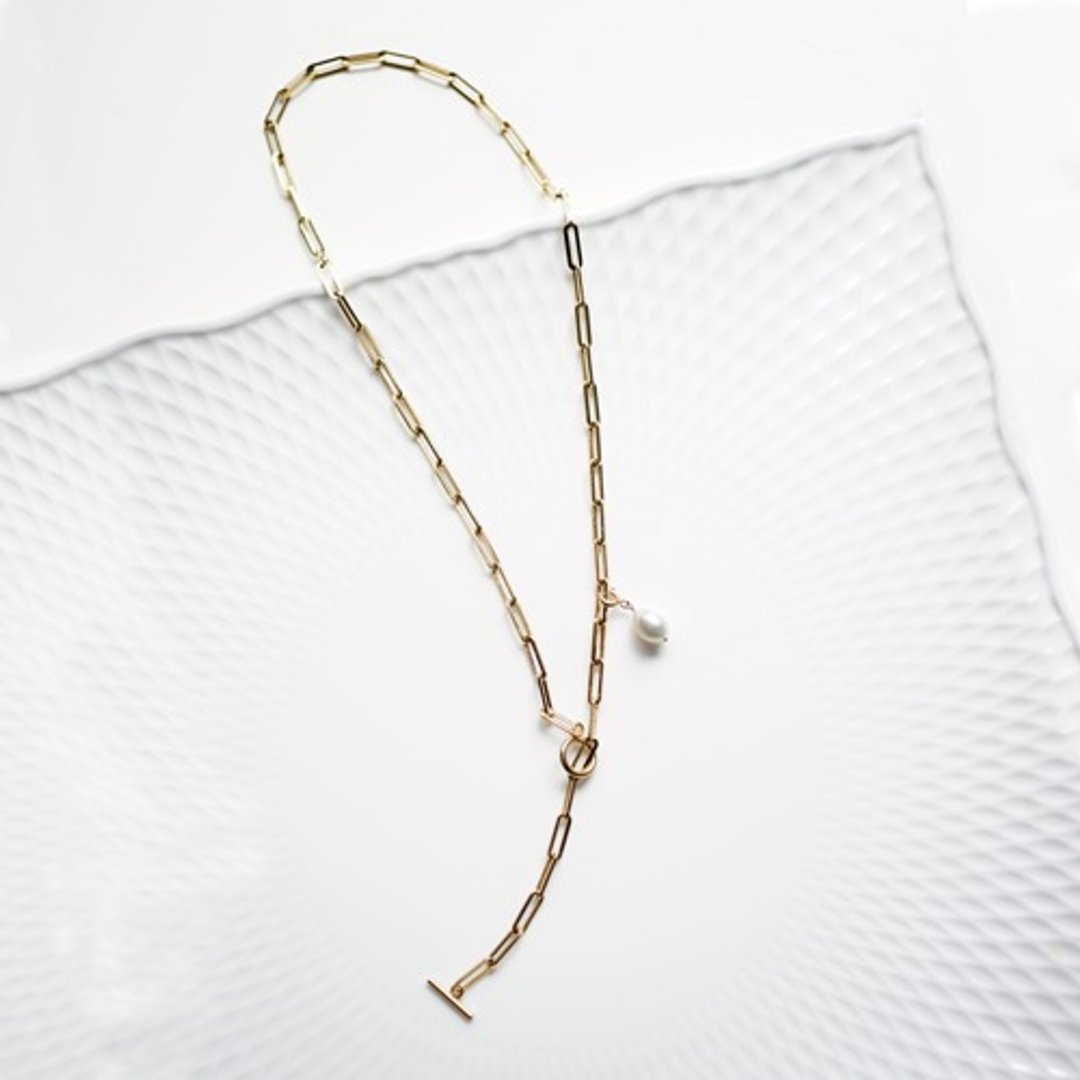 Pearl External Surgical Stainless Steel Mantel 60cm Style Free Necklace Beatrice - 项链 - 宝石 金色
