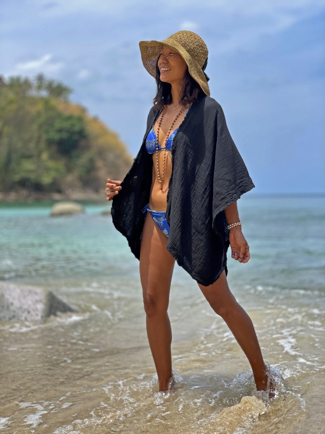 Black cotton kimono cover up for women. Perfect as a beach or summer cover up. - 女装上衣 - 其他材质 