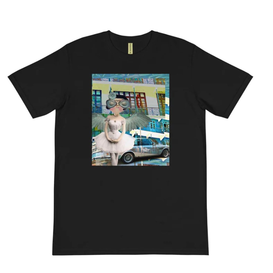 Lulu Angel Tong Lau Organic T-Shirt - Collaboration: yiliyuli x designsbyalby - 中性连帽卫衣/T 恤 - 棉 黑色
