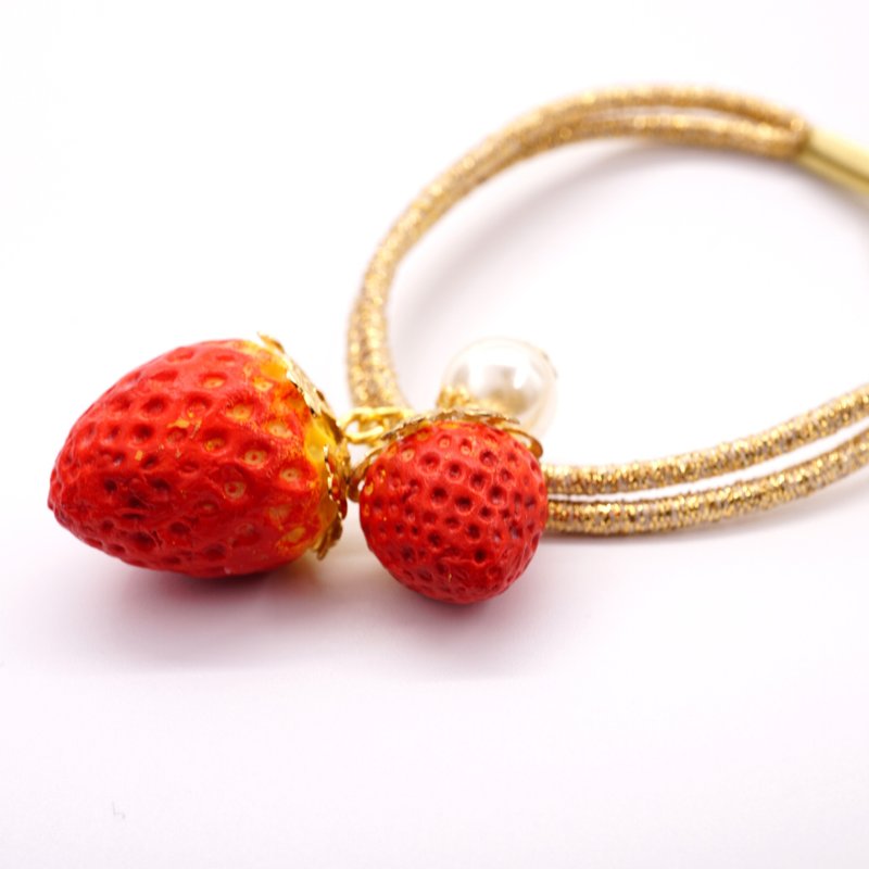 Playful Design 黏土草莓橡皮筋发圈 - 发饰 - 粘土 红色