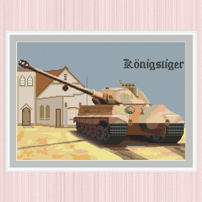 King Tiger Cross Stitch Pattern | Royal Tiger | Heavy Tank Tiger II 十字繡圖案 | - 手工艺教程/工具书 - 其他材质 