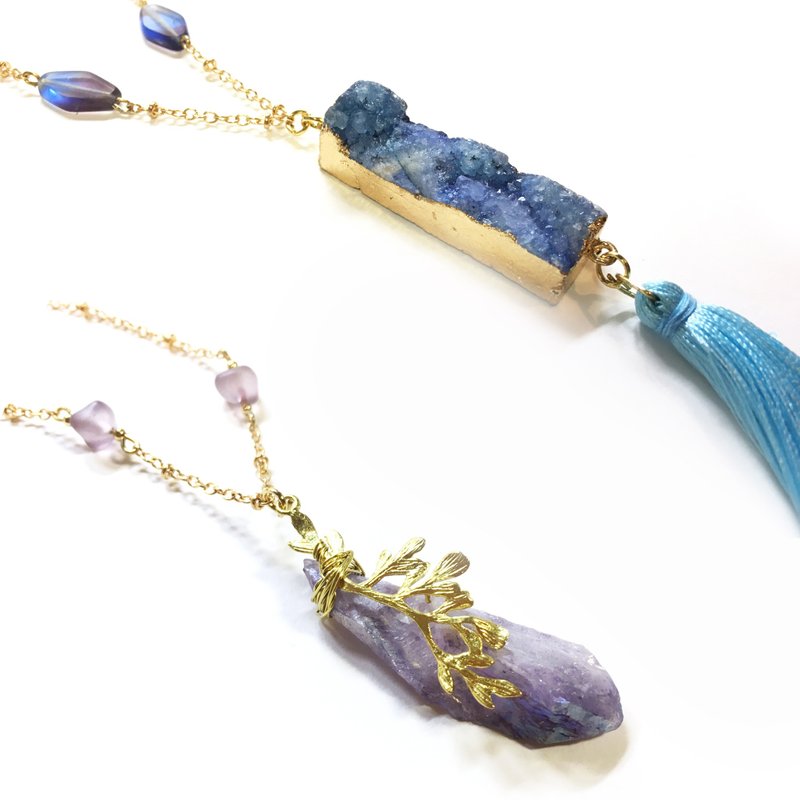 宇宙殒石颈链 - 玛瑙 - 颈链 - 宝石 紫色