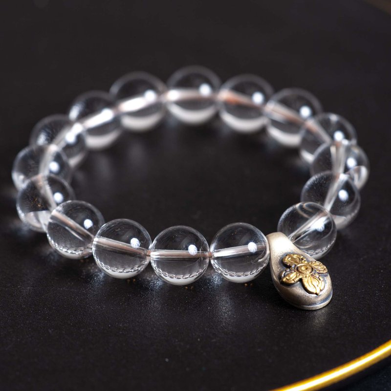 白水晶手链|925纯银手链 天然石水晶定制化礼物 - 手链/手环 - 半宝石 透明