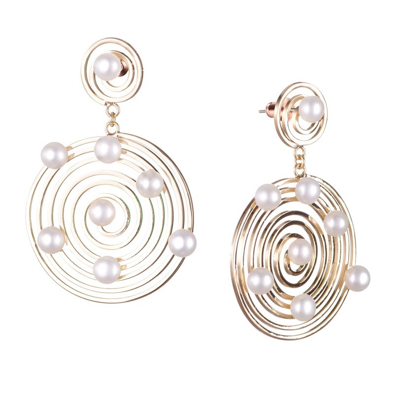 复古甜圈珍珠耳环 (共两色) - 耳环/耳夹 - 珍珠 