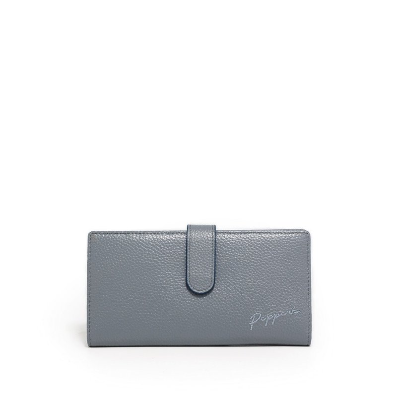 SIGNAL 牛皮刺绣磁扣长夹 - 迷雾蓝/月光灰 - 皮夹/钱包 - 真皮 多色