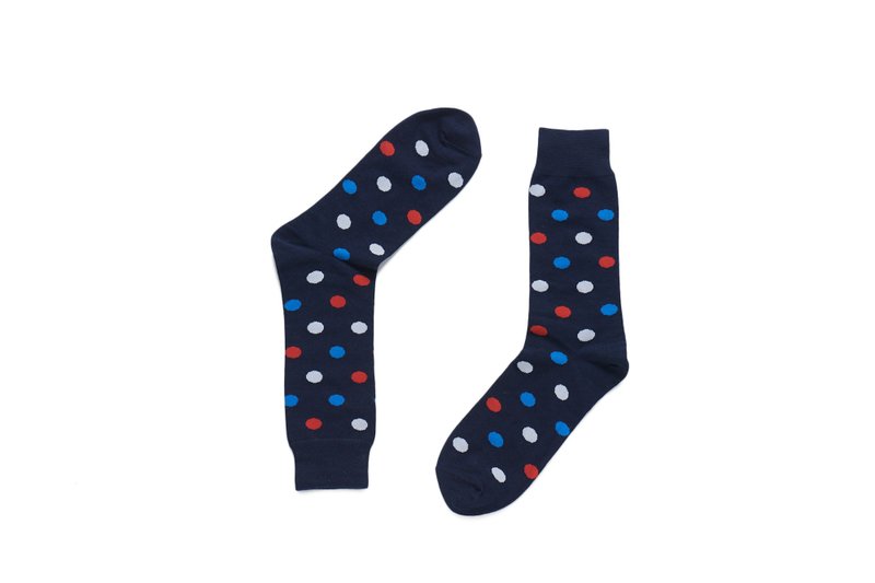 Polka dot 大波卡圆点绅士袜 跳色深蓝 - 袜子 - 棉．麻 多色