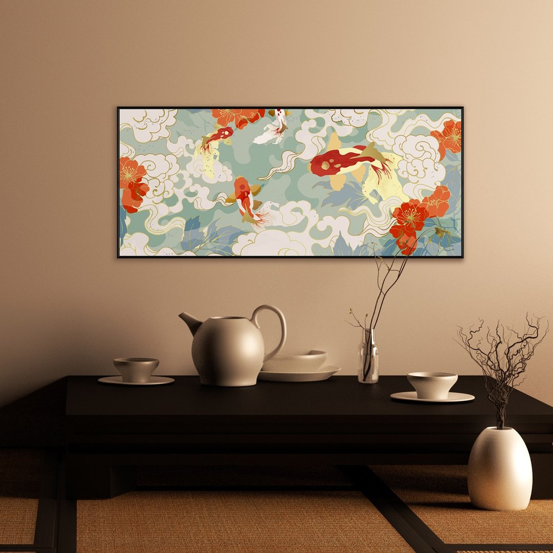 锦鲤 • 巡游 - 日式床头画/日本风格挂画/客厅装饰画/办公室 - 海报/装饰画/版画 - 棉 多色