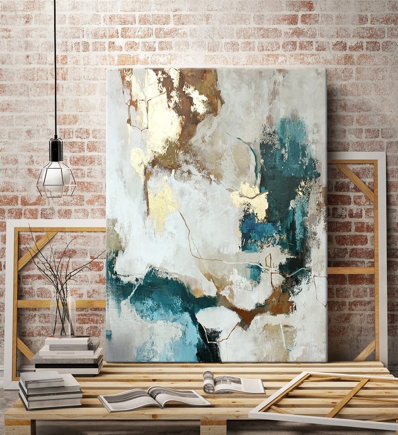 蓝金画|蓝金摘要|蓝金墙艺术|蓝色艺术|通量 - 墙贴/壁贴 - 棉．麻 蓝色