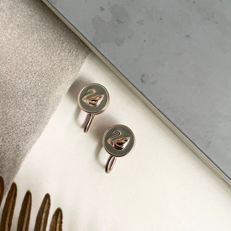 金色天鹅 无痛贴耳夹 / 棕 - 耳环/耳夹 - 其他金属 