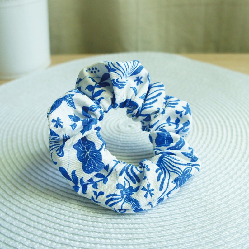 Lovely台湾原创布【青花瓷发束、米】大肠圈 - 发饰 - 棉．麻 白色