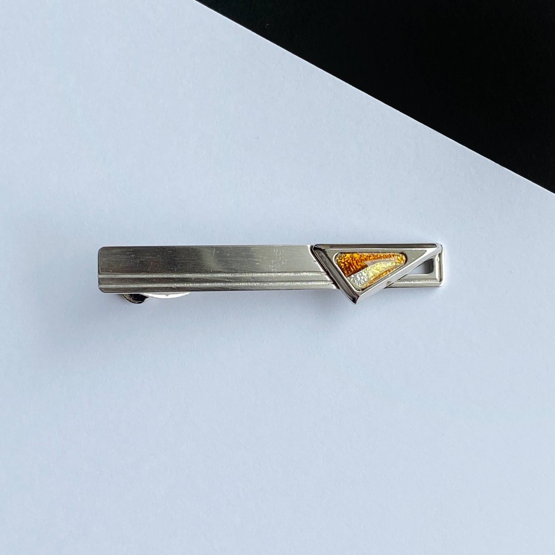 Space [Topaz] Cloisonne tie pin, pure silver, wired cloisonne - 领带/领带夹 - 其他材质 橘色