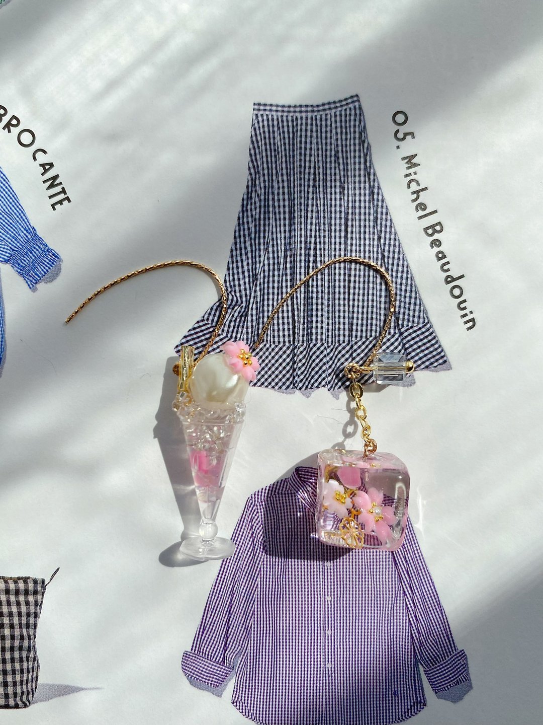 樱花芭菲配樱花冰粒、耳环、耳夹 - 耳环/耳夹 - 树脂 粉红色