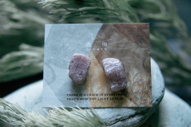 CRACK | 矿物系耳环 |  EARRINGS - 耳环/耳夹 - 玉石 粉红色