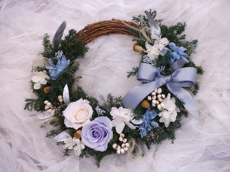 不凋雪松圣诞花圈 - 干燥花/捧花 - 植物．花 蓝色