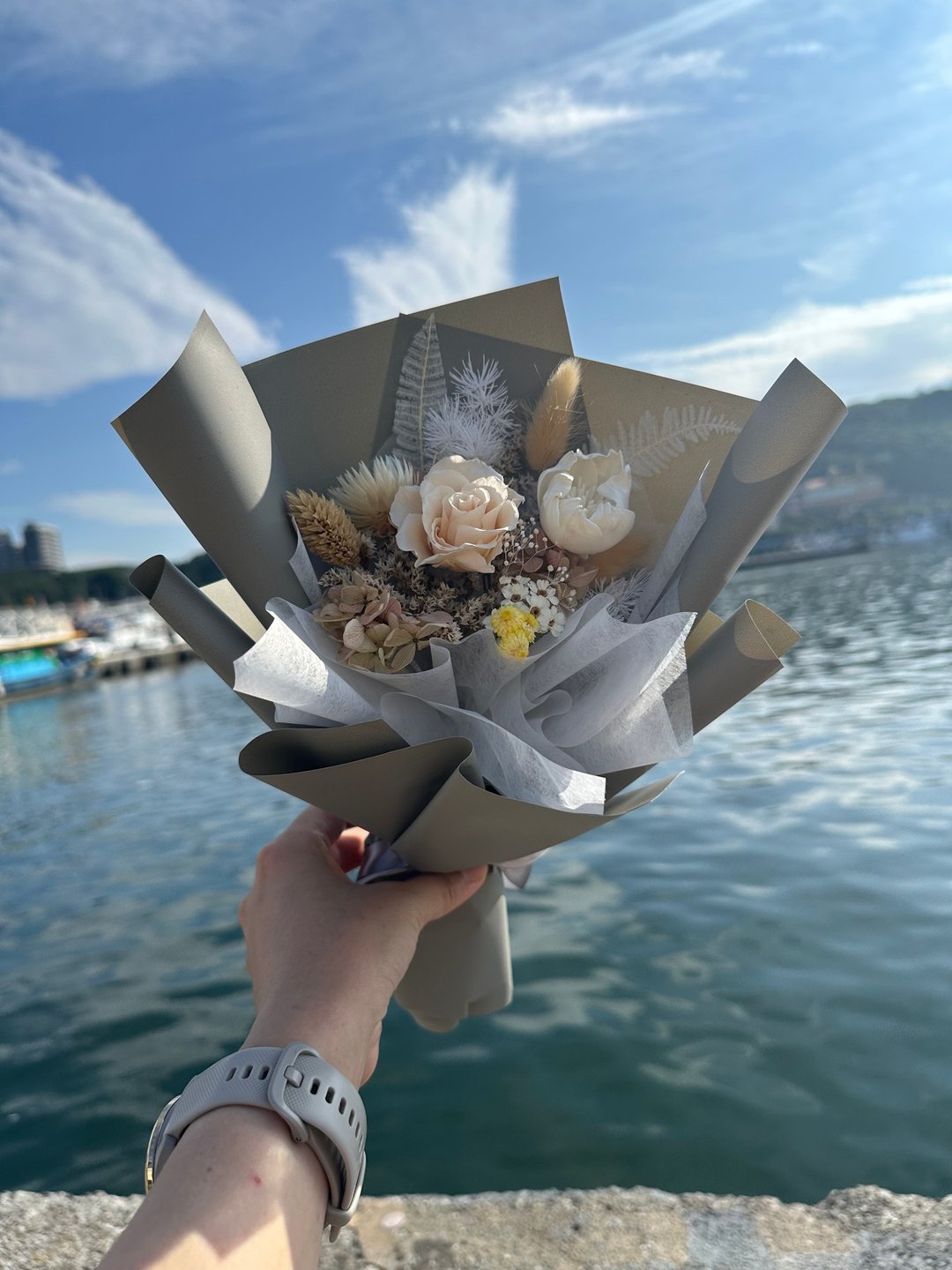 焦糖奶茶 永生花束 不凋花 花礼 毕业礼物 毕业花束 花束 永生花 - 干燥花/捧花 - 植物．花 黄色