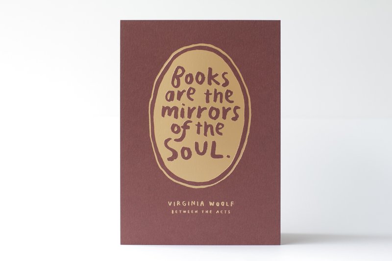 Books are the mirror of the soul - 5x7 Letterpress Print - 海报/装饰画/版画 - 纸 红色