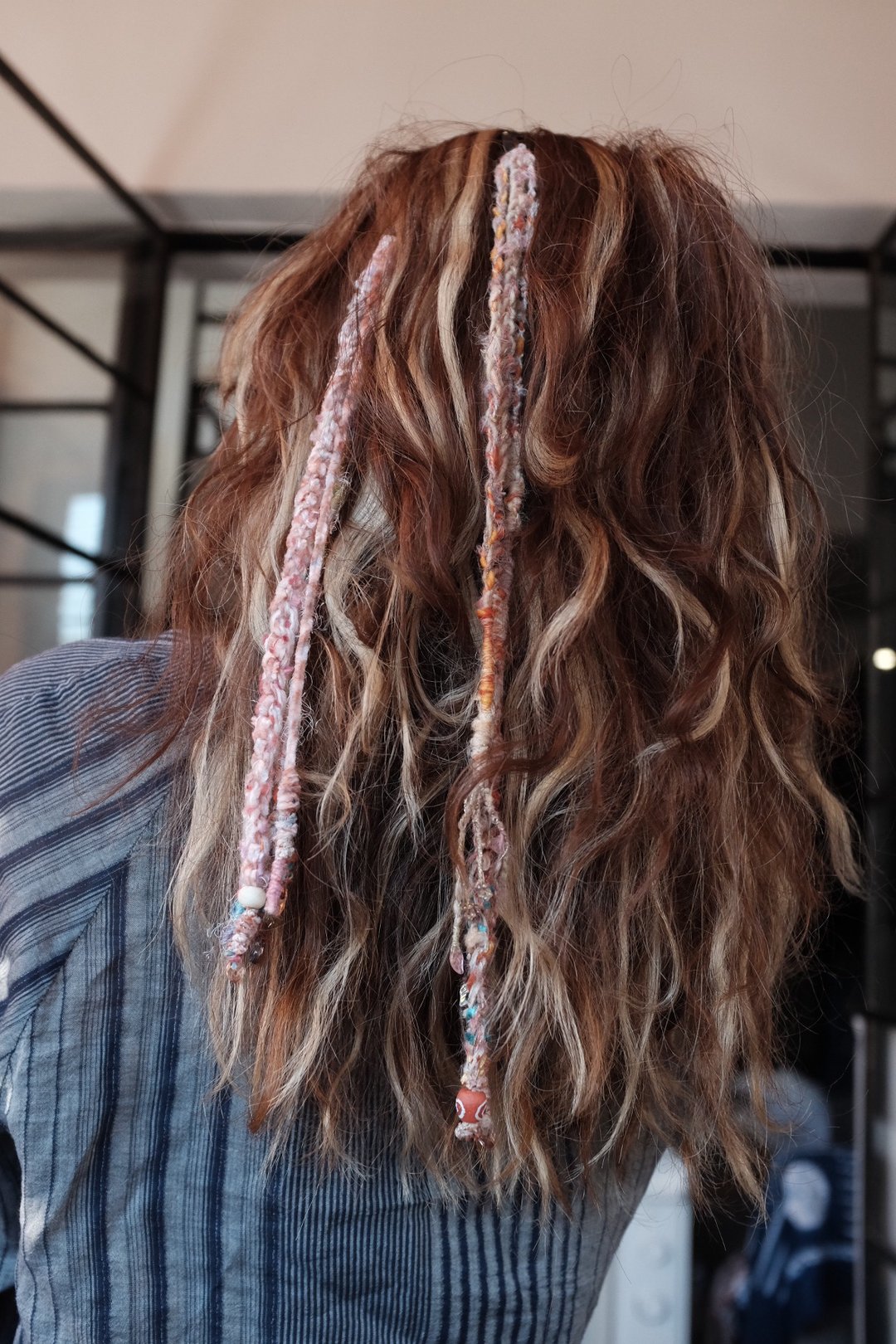 吉普塞脏辫 发夹 Gypsy hair Clip - Pink - 发饰 - 羊毛 粉红色