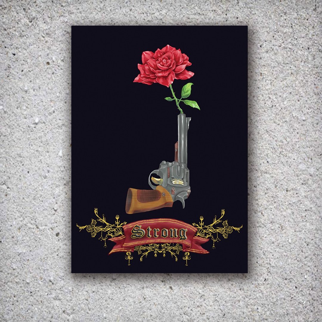 【 明信片】Strong Rose钢铁玫瑰  *坚强力量 - 卡片/明信片 - 纸 黑色