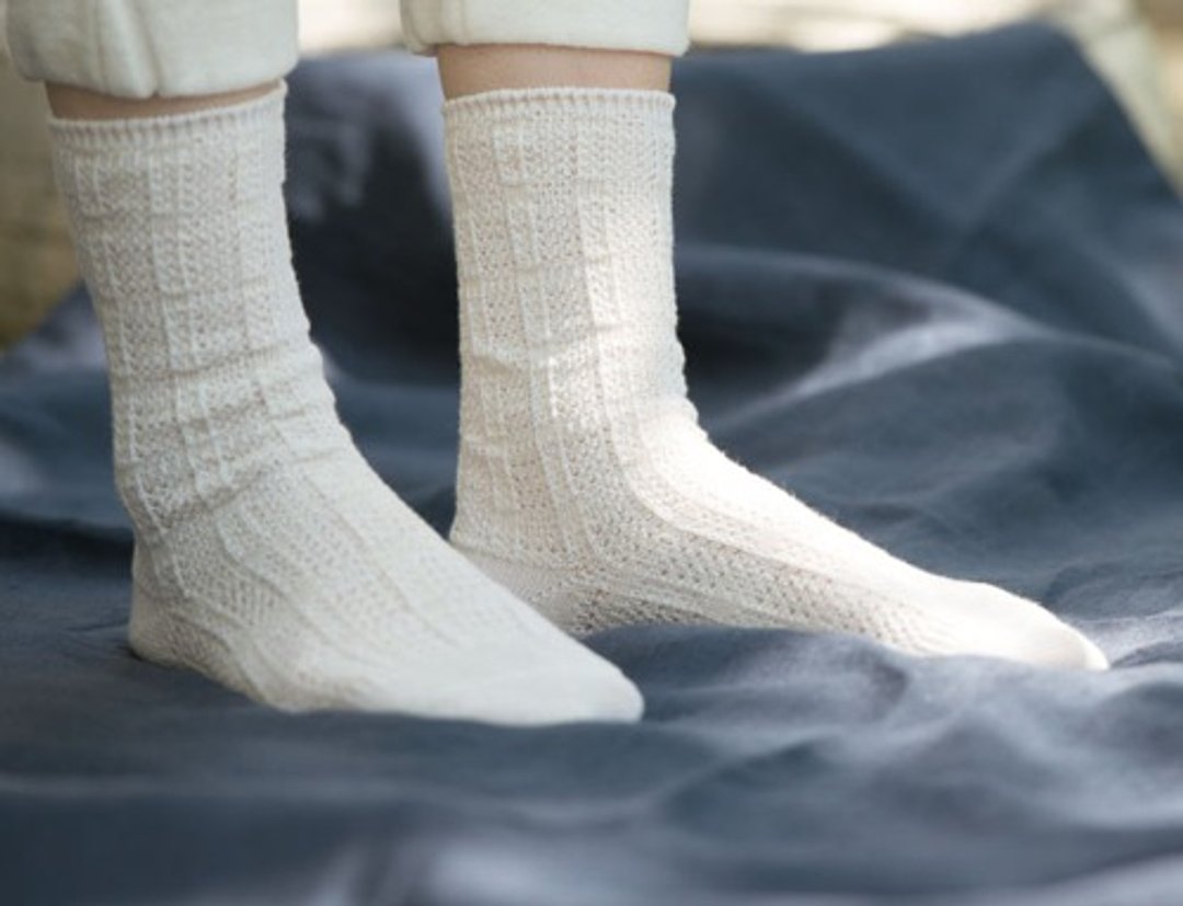 Organic Cotton &amp; Linen lace socks [off-white] - 女款休闲鞋 - 棉 