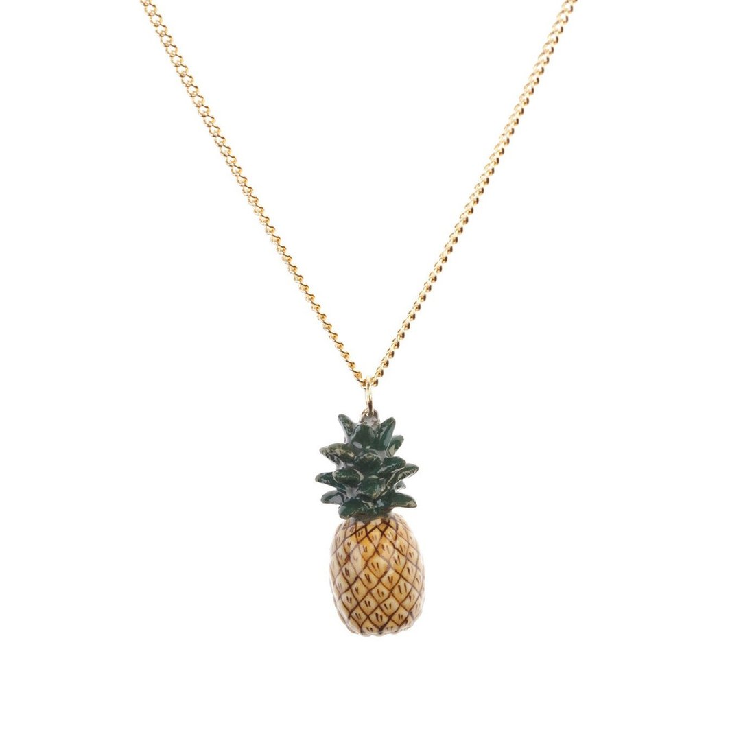 AndMary 手绘瓷项链-凤梨 礼盒包装 Small Pineapple - 项链 - 瓷 卡其色