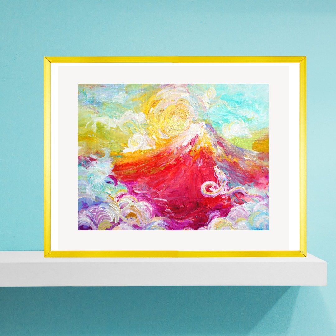 【海报】龙与富士之力 / 艺术海报 / 印刷品 / 红色 / 富士 - 海报/装饰画/版画 - 纸 红色