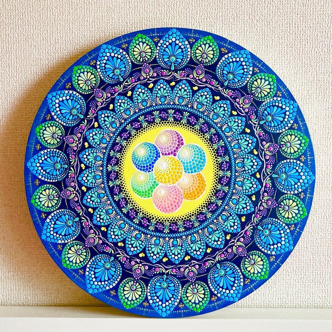 点曼陀罗生命蛋地球入口～生死间隙～40cm - 海报/装饰画/版画 - 棉 蓝色