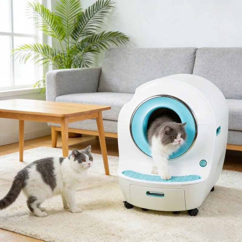 Petuity 智能猫厕所  自动铲屎猫砂盆 臭氧杀菌除臭 APP远程控制 - 猫砂/猫砂垫 - 塑料 