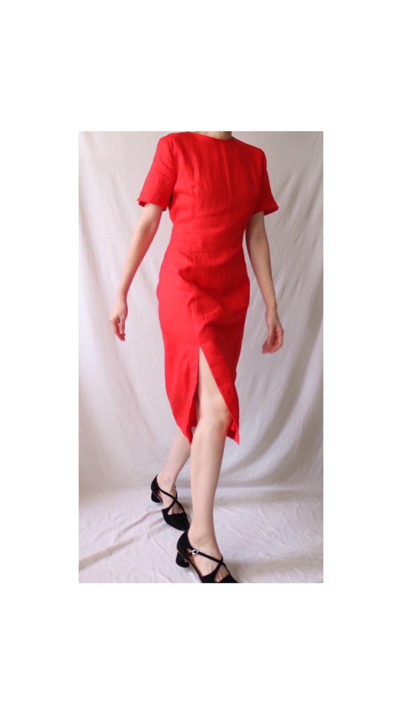 Ling Dress 夏日经典亚麻旗袍式洋装 婚宴适合 可订做颜色 - 洋装/连衣裙 - 棉 