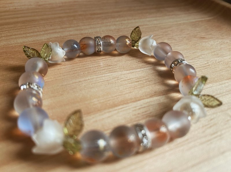 【送礼首选】白茶花橙蓝磨砂珠手链 - 手链/手环 - 琉璃 橘色