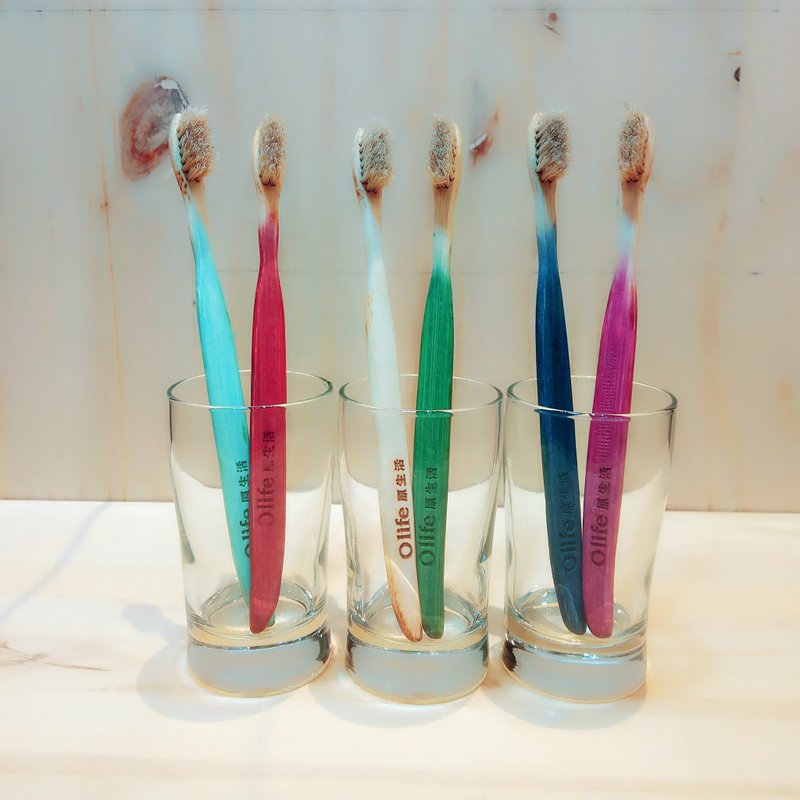 Olife原生活 天然手工竹牙刷【适中软度白马毛 渐层 6 支装】 - 其他 - 竹 