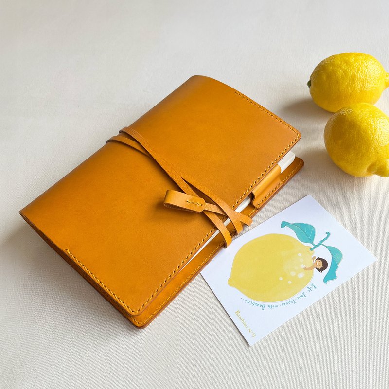 艾曼纽 A5 皮革笔记本/书衣/手帐/书套 - 西西里黄 - 笔记本/手帐 - 真皮 黄色