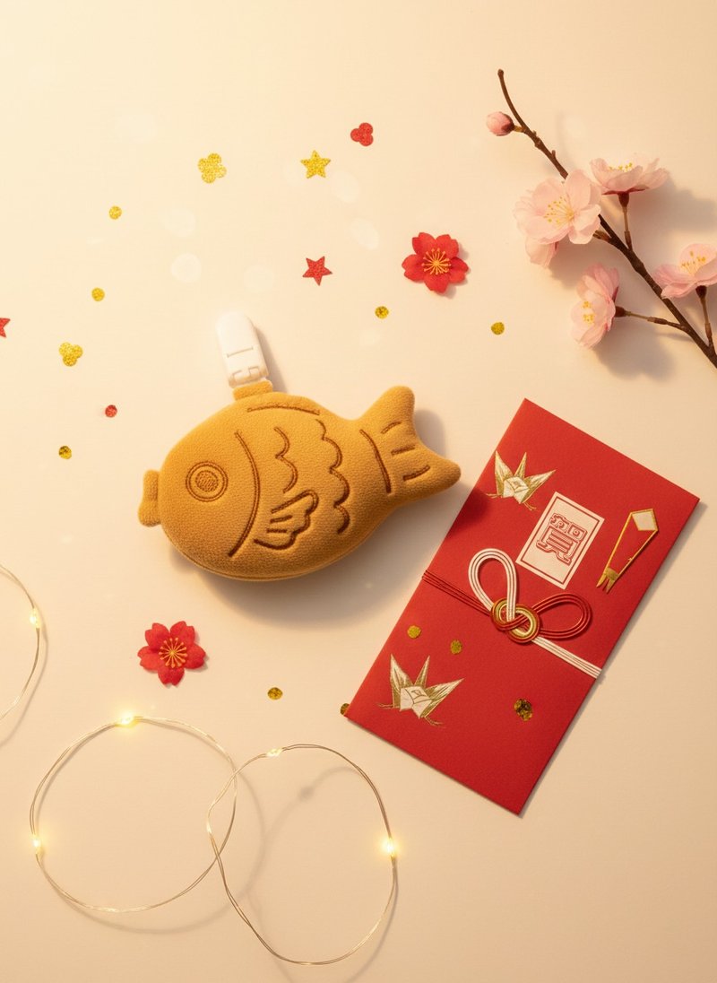 鲷鱼烧护身符套/幼稚园上学陪伴 /儿童书包吊饰 /手工平安符袋 - 平安符/符袋 - 聚酯纤维 橘色